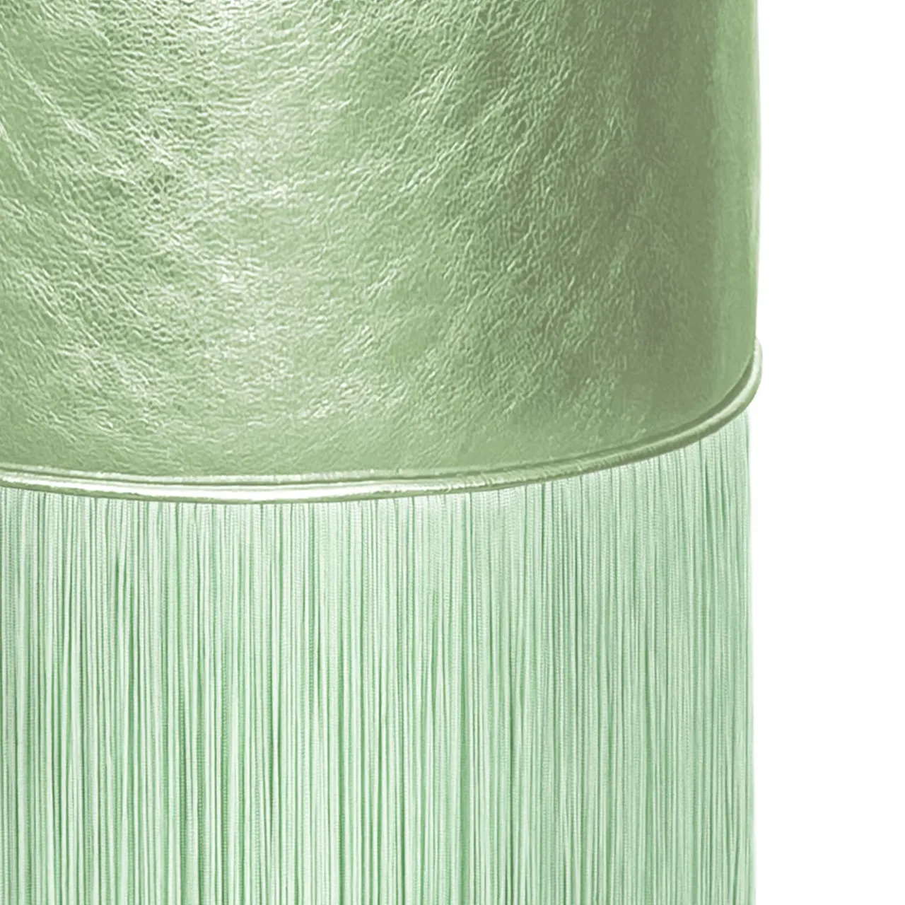 Lorenza Bozzoli Couture Ottomans & Poufs<Gleaming Light Green Metallic Leather Pouf by Lorenza Bozzoli