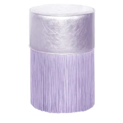 Lorenza Bozzoli Couture Ottomans & Poufs<Gleaming Lillac Metallic Leather Pouf by Lorenza Bozzoli