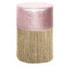 Lorenza Bozzoli Couture Ottomans & Poufs<Gleaming Pink Leather Gold Fringes Pouf by Lorenza Bozzoli