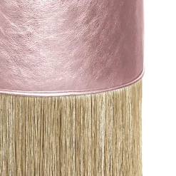Lorenza Bozzoli Couture Ottomans & Poufs<Gleaming Pink Leather Gold Fringes Pouf by Lorenza Bozzoli