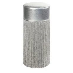 Lorenza Bozzoli Couture Bar Stools<Gleaming Silver Metallic Leather Bar Stool By Lorenza Bozzoli
