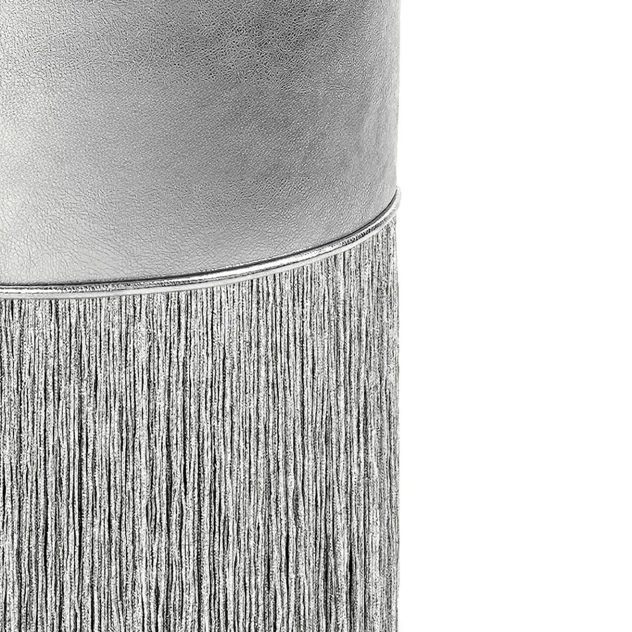 Lorenza Bozzoli Couture Bar Stools<Gleaming Silver Metallic Leather Bar Stool By Lorenza Bozzoli