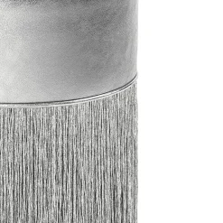 Lorenza Bozzoli Couture Ottomans & Poufs<Gleaming Silver Metallic Leather Pouf by Lorenza Bozzoli