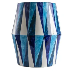 Fratelli Bevilacqua Side Tables<Glossy Blue and White Rhombus Pattern Decor Ceramic Table