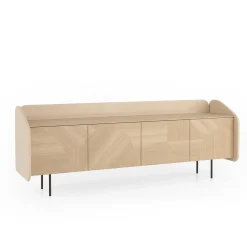 Morica Design Sideboards Buffets<Glossy Cipria INTARSIO Sideboard with Hand-Inlaid Natural Oak Shell