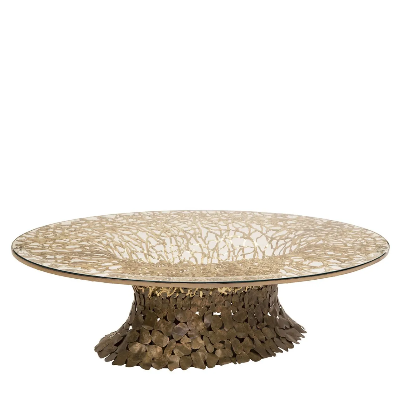 IDL Coffee Tables<Goldenart Glass and Gold Metal Coffee Table