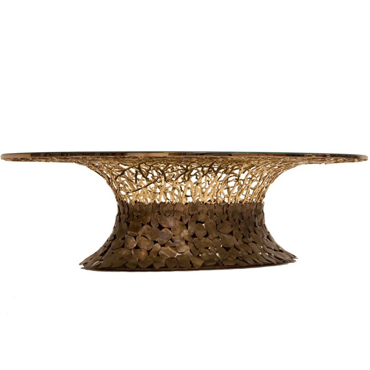 IDL Coffee Tables<Goldenart Glass and Gold Metal Coffee Table