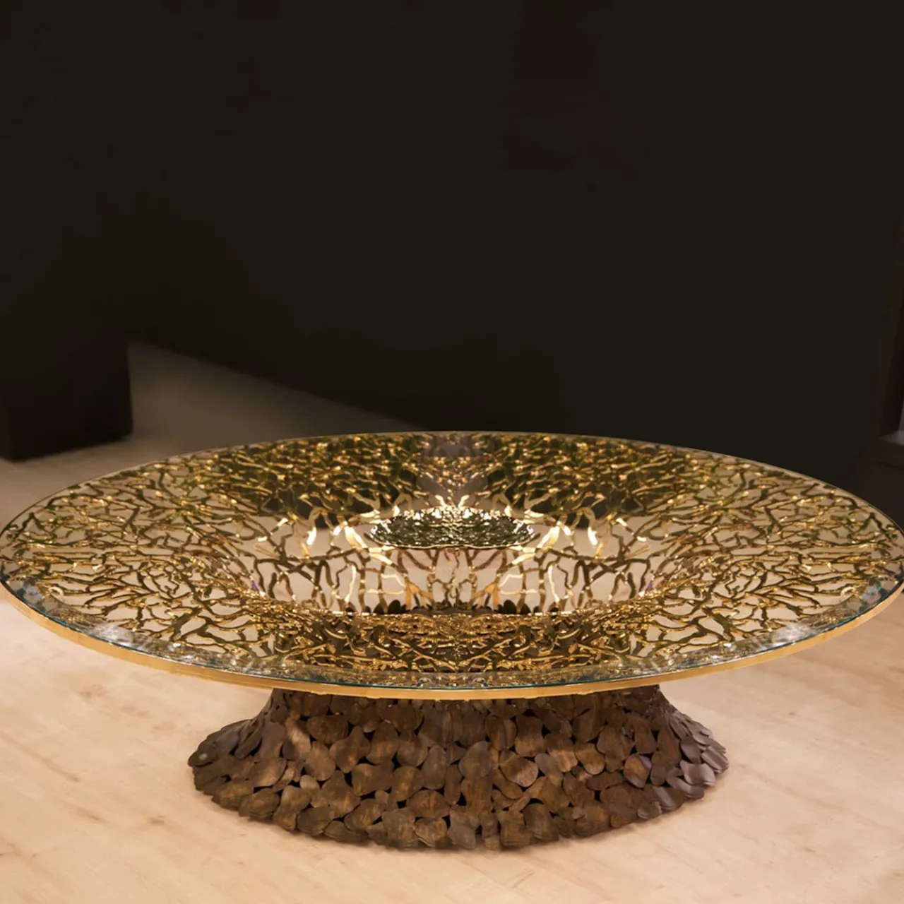 IDL Coffee Tables<Goldenart Glass and Gold Metal Coffee Table