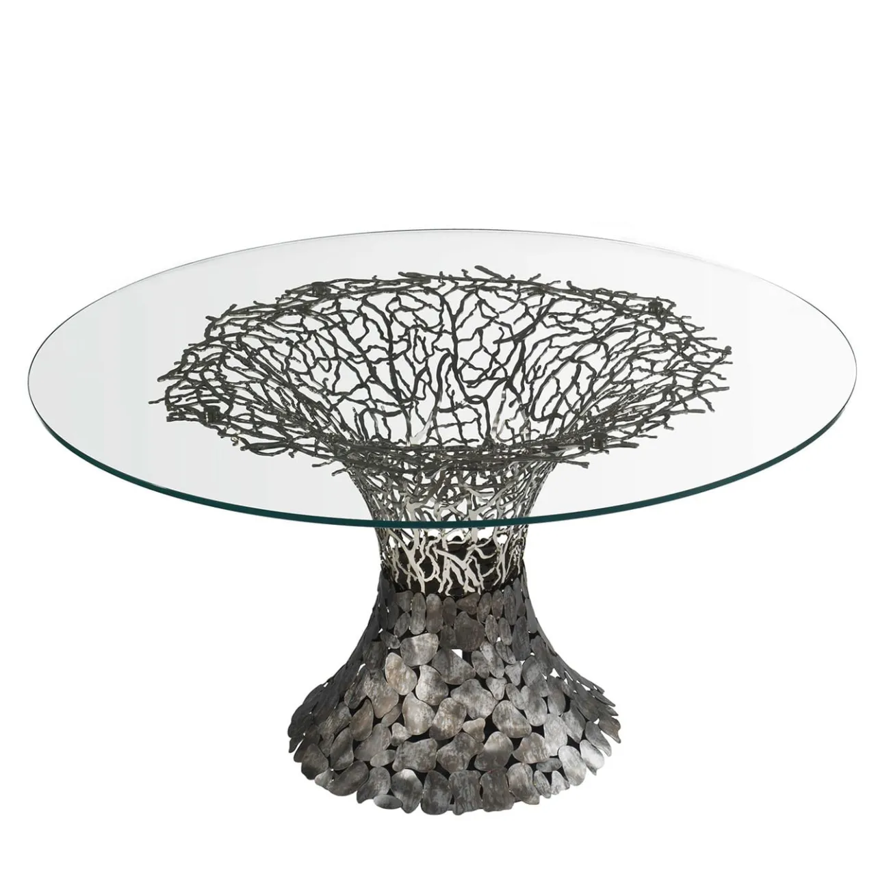 IDL Dining Tables<Goldenart Glass and Silver Metal Table