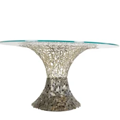 IDL Dining Tables<Goldenart Glass and Silver Metal Table