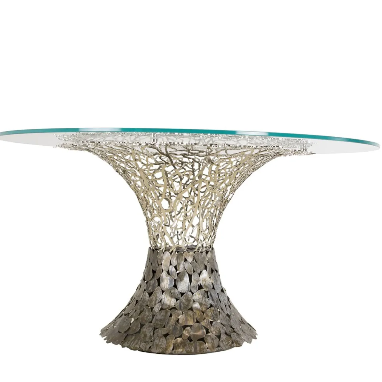 IDL Dining Tables<Goldenart Glass and Silver Metal Table