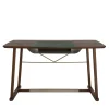 Borzalino Desk & Writing Tables<Golia Brown Wood Desk with Leather Inlay