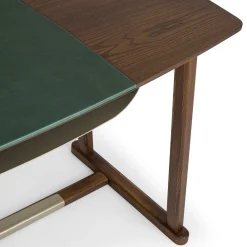 Borzalino Desk & Writing Tables<Golia Brown Wood Desk with Leather Inlay