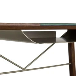 Borzalino Desk & Writing Tables<Golia Brown Wood Desk with Leather Inlay