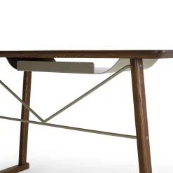 Borzalino Desk & Writing Tables<Golia Brown Wood Desk with Leather Inlay