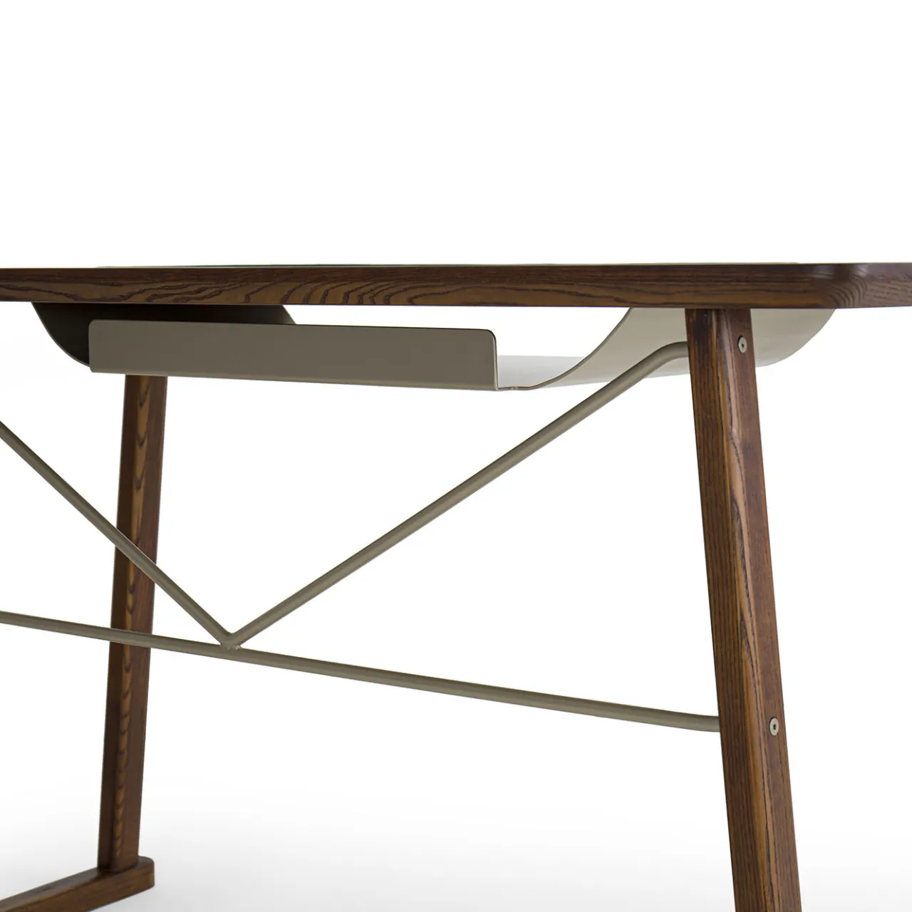Borzalino Desk & Writing Tables<Golia Brown Wood Desk with Leather Inlay