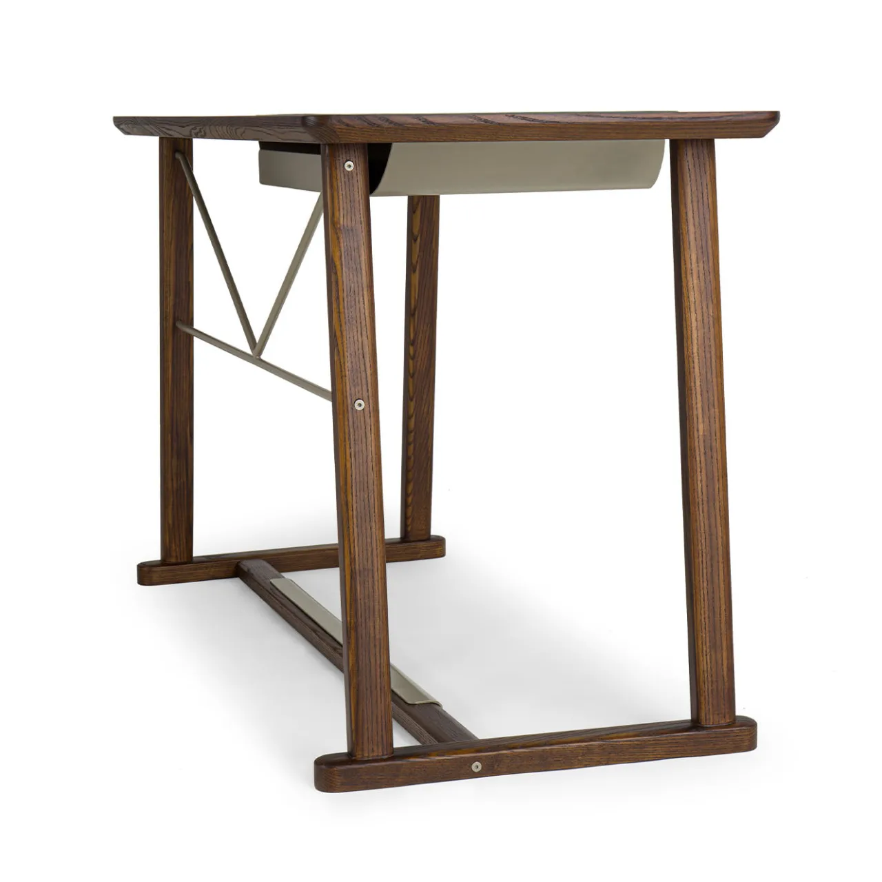 Borzalino Desk & Writing Tables<Golia Brown Wood Desk with Leather Inlay