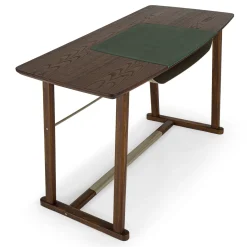 Borzalino Desk & Writing Tables<Golia Brown Wood Desk with Leather Inlay