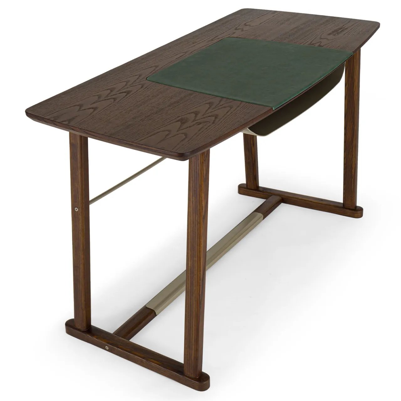 Borzalino Desk & Writing Tables<Golia Brown Wood Desk with Leather Inlay