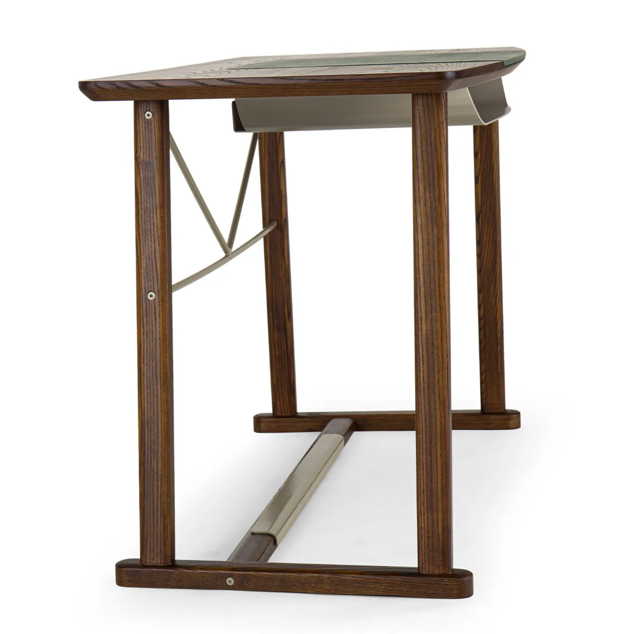 Borzalino Desk & Writing Tables<Golia Brown Wood Desk with Leather Inlay