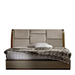 Franco Bianchini Beds<Grace Beige Fabric & Canaletto Walnut Double Bed
