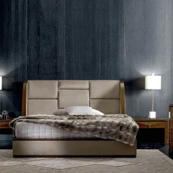 Franco Bianchini Beds<Grace Beige Fabric & Canaletto Walnut Double Bed