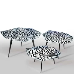 Ghirò Studio Nesting Tables<Graffito Set Of Three Coffee Tables