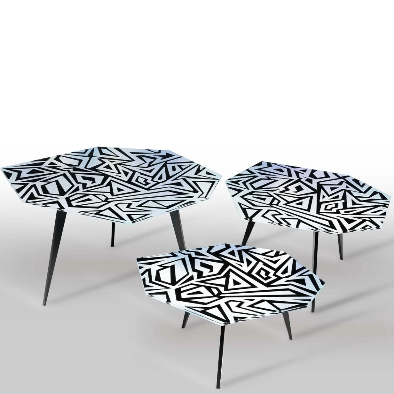Ghirò Studio Nesting Tables<Graffito Set Of Three Coffee Tables