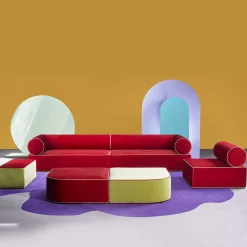 Paolo Nesi Sofas<Graphius Red & Yellow Fabric Sofa by Giuseppe Dicecca