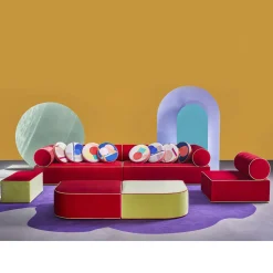Paolo Nesi Sofas<Graphius Red & Yellow Fabric Sofa by Giuseppe Dicecca