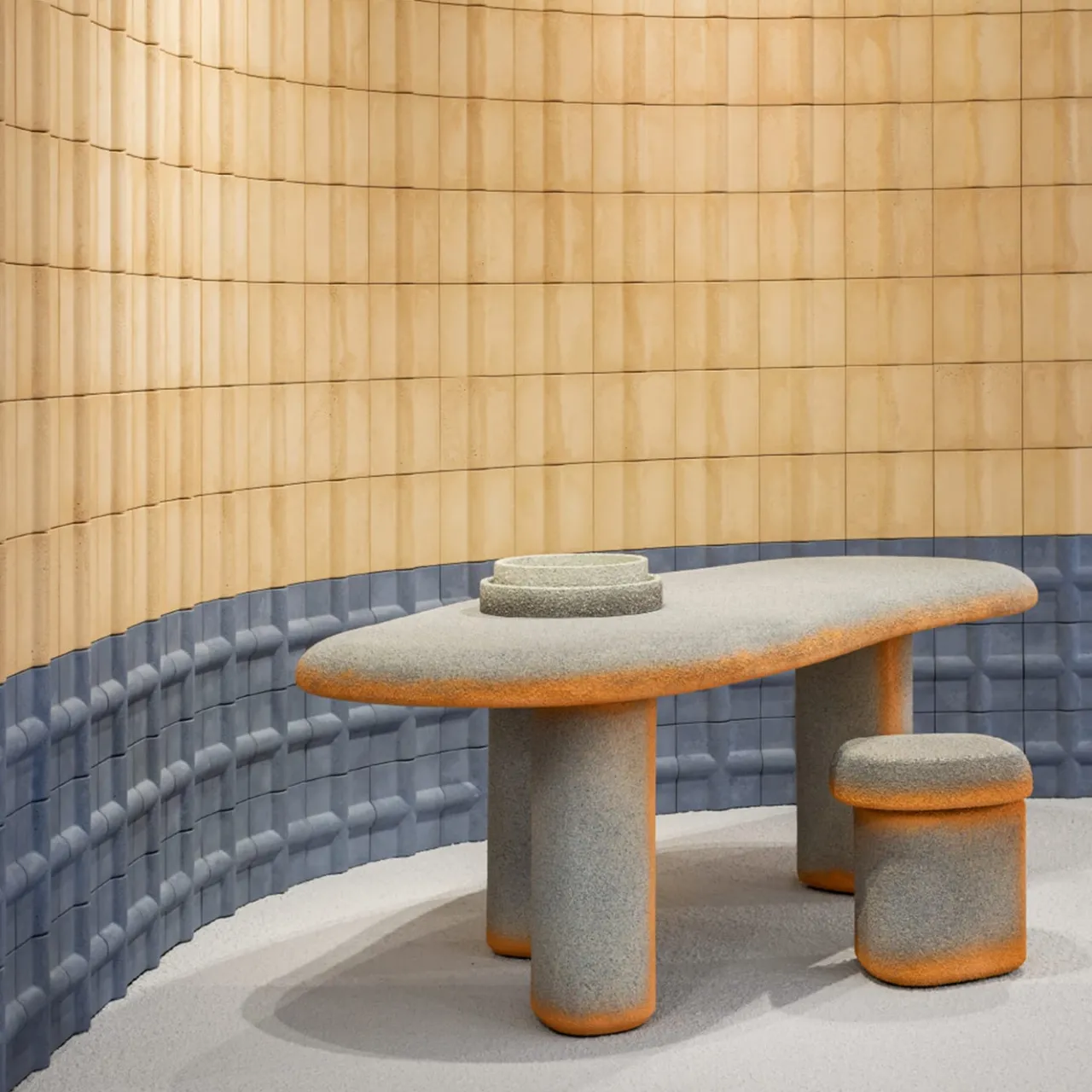 Cimento Stools<Gray And Orange Lazzaro Stool Design By Patricia Urquiola