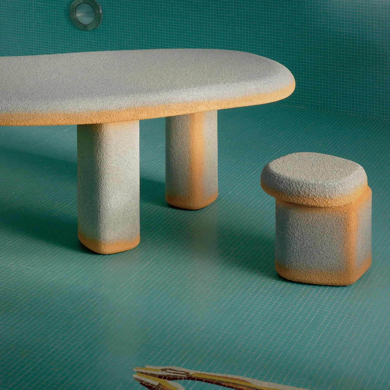 Cimento Stools<Gray And Orange Lazzaro Stool Design By Patricia Urquiola
