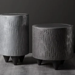 BAU Design Side Tables<Gray Pouf and Side Table