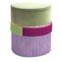 Lorenza Bozzoli Couture Ottomans & Poufs<Green and Fuchsia Couture Geometric Line Pouf