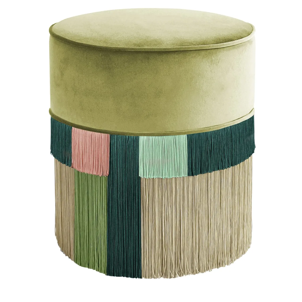 Lorenza Bozzoli Couture Ottomans & Poufs<Green and Pink Couture Geometric Wien Pouf