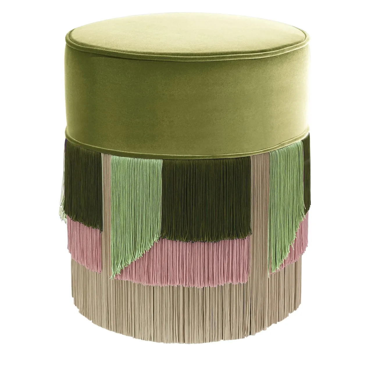 Lorenza Bozzoli Couture Ottomans & Poufs<Green Couture Geometric Flo Round Pouf