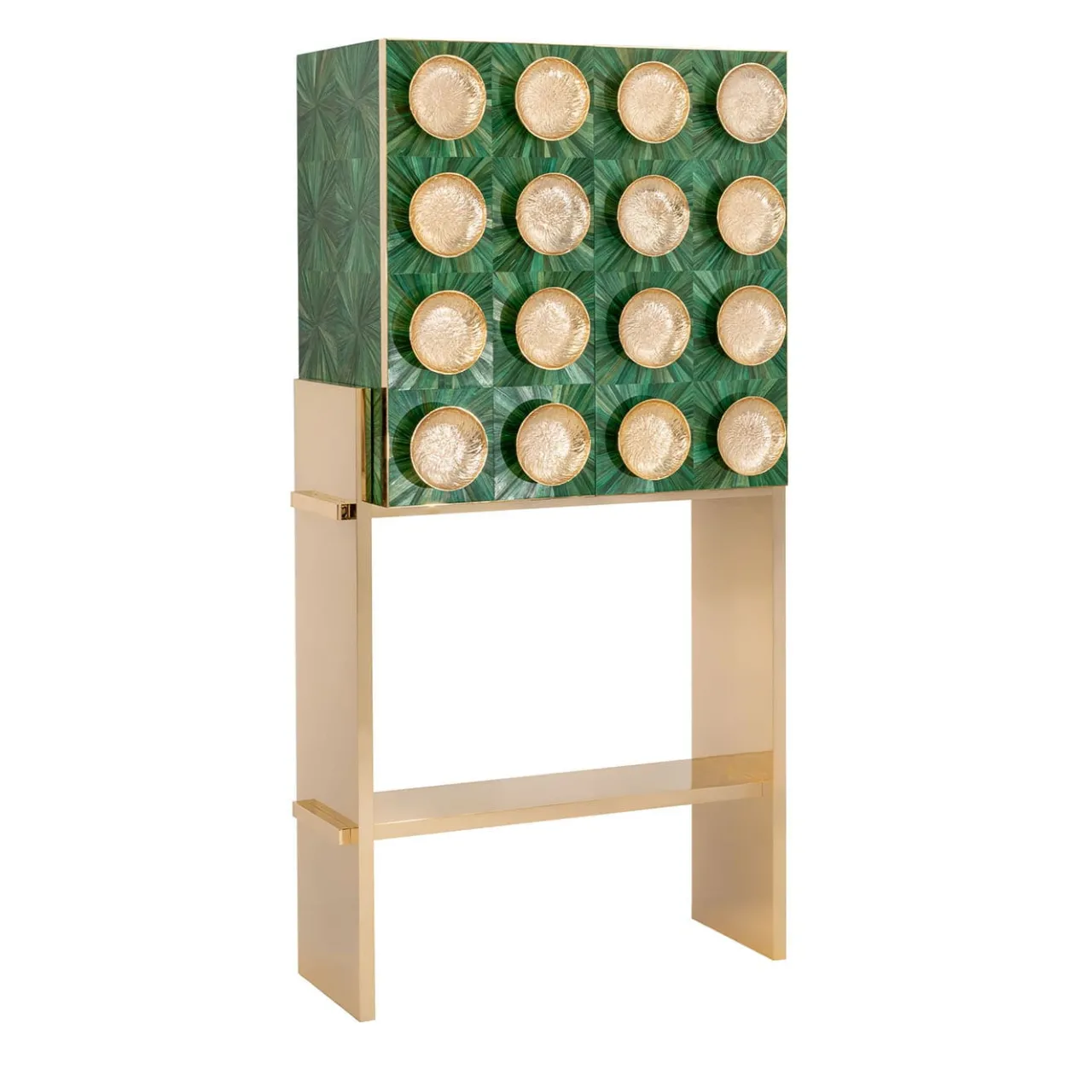 CG Capelletti Bar Cabinets<GREEN FRENCH STRAW BAR CABINET