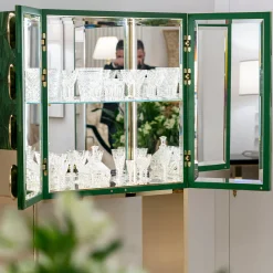 CG Capelletti Bar Cabinets<GREEN FRENCH STRAW BAR CABINET