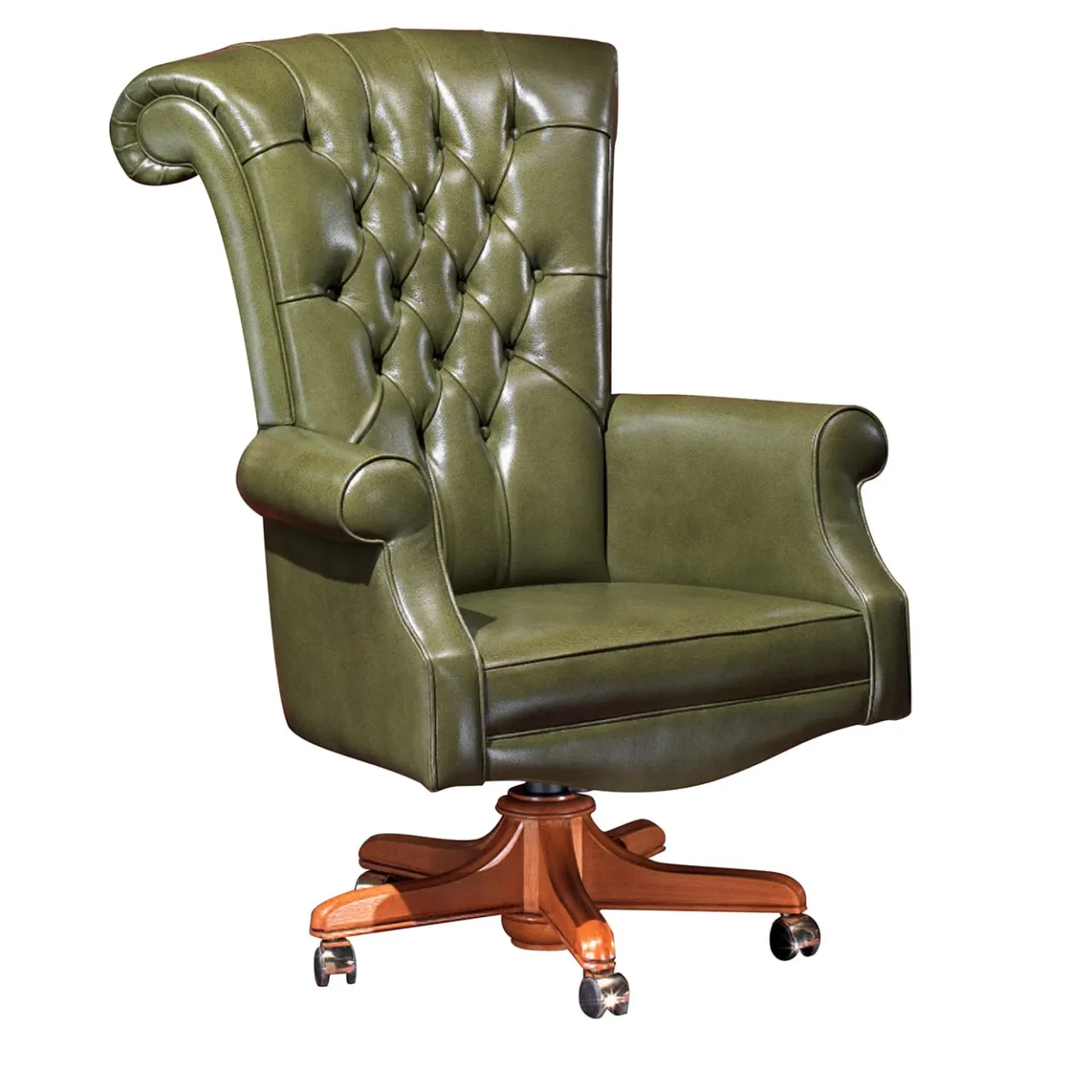 Marzorati Office Chairs<Green Leather Armchair