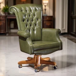 Marzorati Office Chairs<Green Leather Armchair