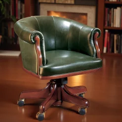 Marzorati Office Chairs<Green Leather Armchair