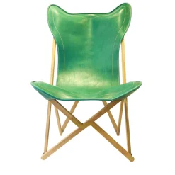Dario Alfonsi Lounge Chairs<Green Leather Tripolina chair