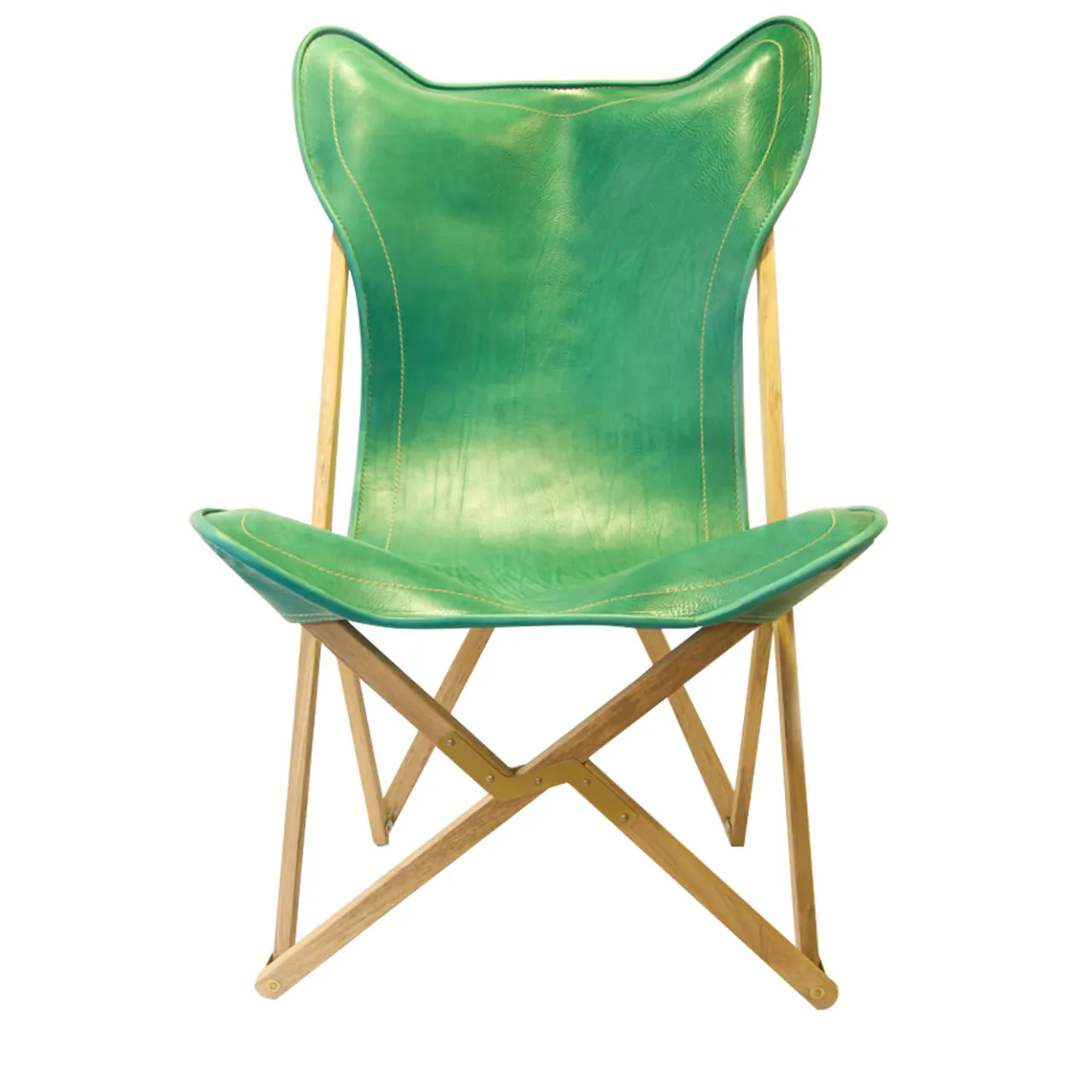 Dario Alfonsi Lounge Chairs<Green Leather Tripolina chair
