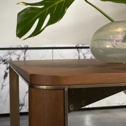 mg12 by Monica Geronimi Dining Tables<Gregorio Square Walnut Dining Table with Steel Frame