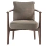 Durame Lounge Chairs<Greta Canaletto Walnut & Gray Leather Lounge Chair With Arms
