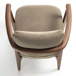 Durame Lounge Chairs<Greta Canaletto Walnut & Gray Leather Lounge Chair With Arms