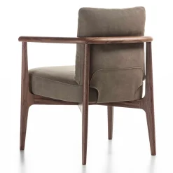 Durame Lounge Chairs<Greta Canaletto Walnut & Gray Leather Lounge Chair With Arms