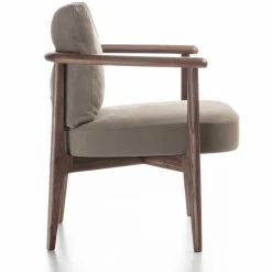 Durame Lounge Chairs<Greta Canaletto Walnut & Gray Leather Lounge Chair With Arms