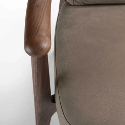 Durame Lounge Chairs<Greta Canaletto Walnut & Gray Leather Lounge Chair With Arms
