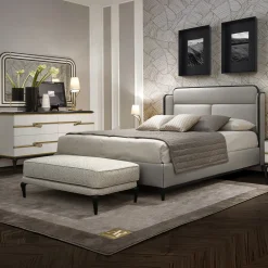 A.R. Arredamenti Beds<Grey Leather Bed